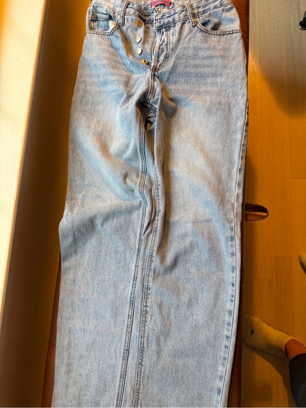 Edikted Light Wash High-Rise Flare Jeans